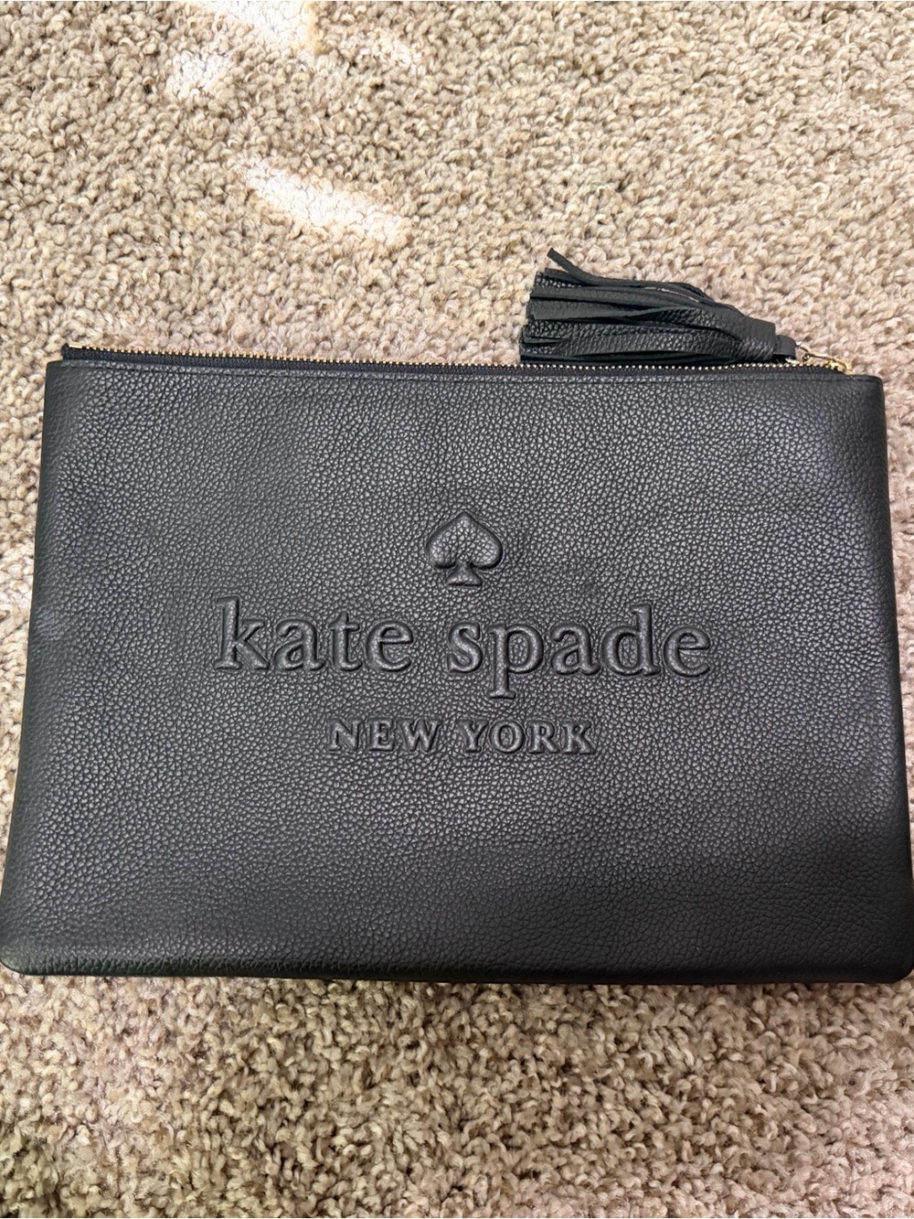 kate spade Black Embossed Leather Wristlet Clutch